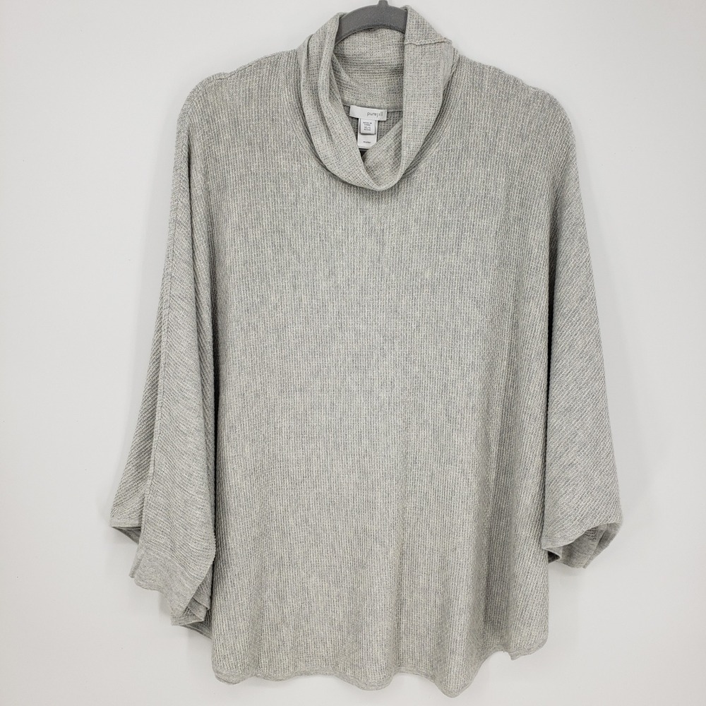 Pure J Jill Ribbed Cowl Neck Poncho Sweater Relaxed Fit Gray Size XS‎ S Petite